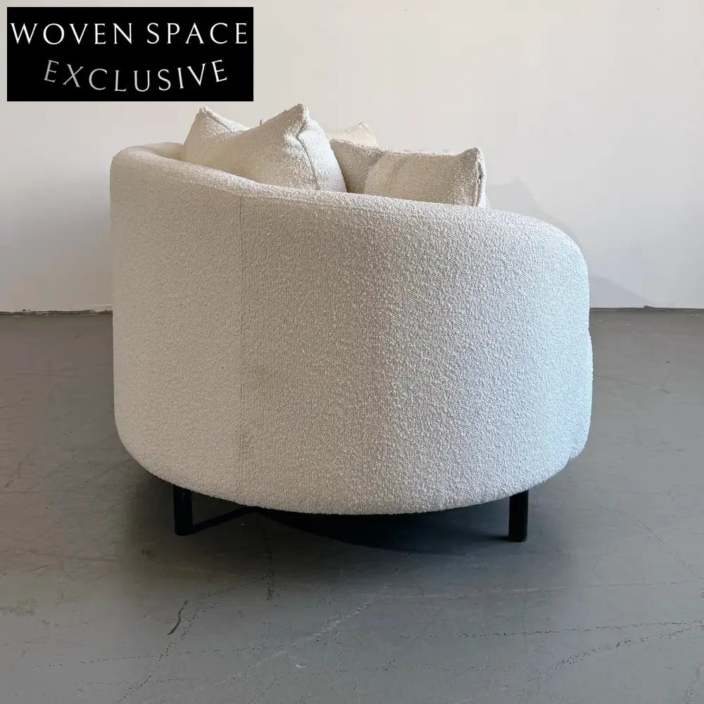 Modern Curved Boucle 3-Seater Sofa with Elegant Black Metal Legs
