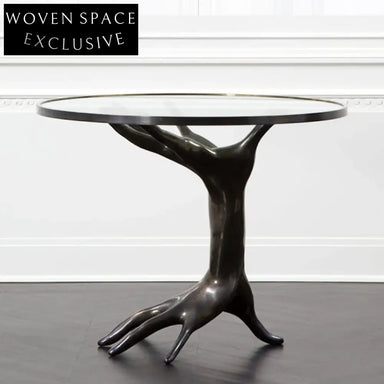 Modern Brass Glass Accent Side Coffee Table for Living Room Cafe