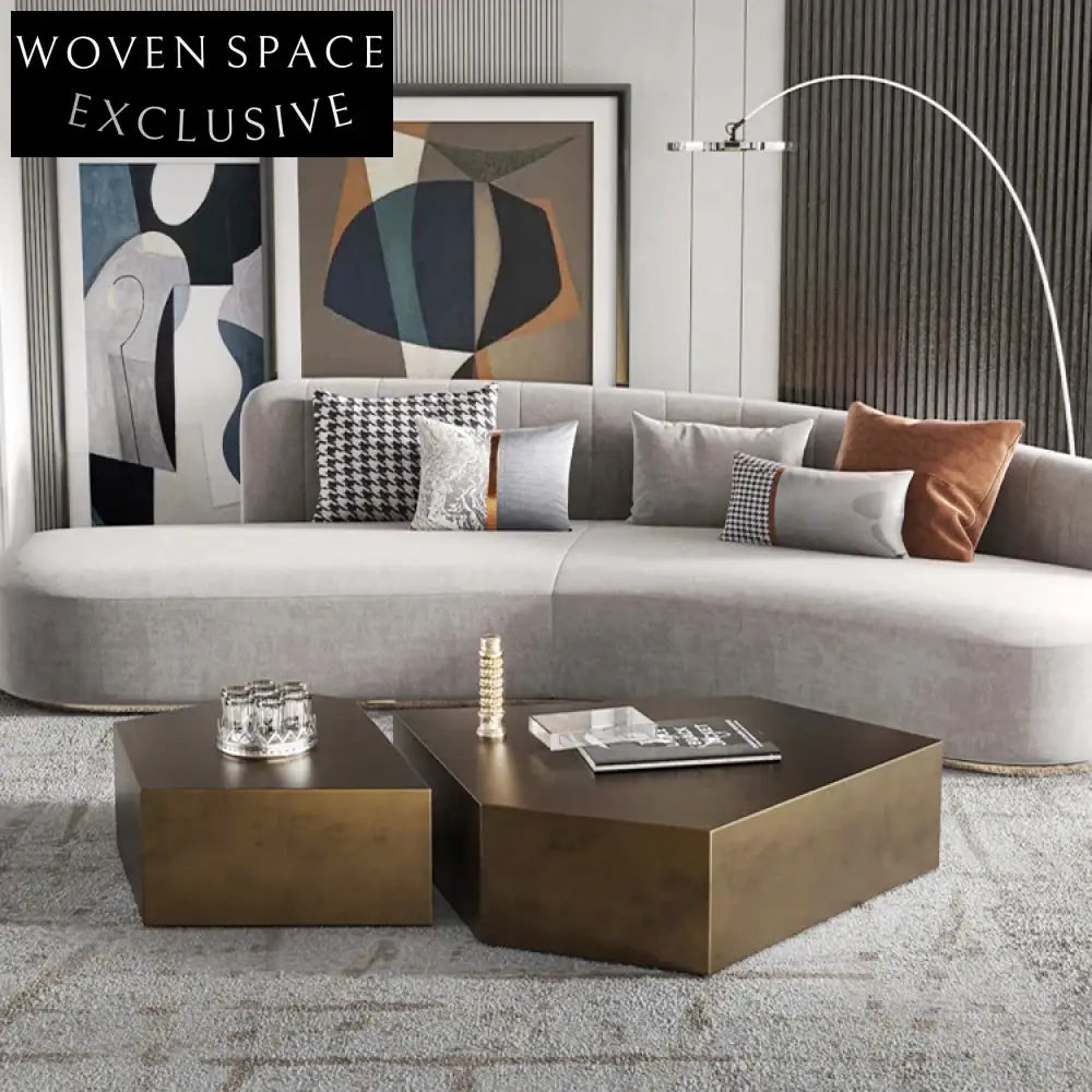 Modern Brass Irregular Metal Frame Nordic Living Room Accent Coffee Table