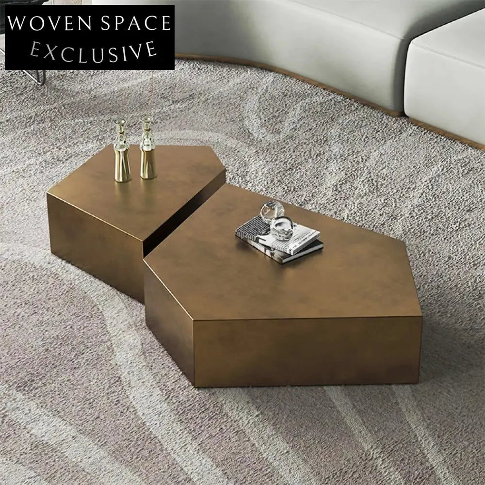 Modern Brass Irregular Metal Frame Nordic Living Room Accent Coffee Table