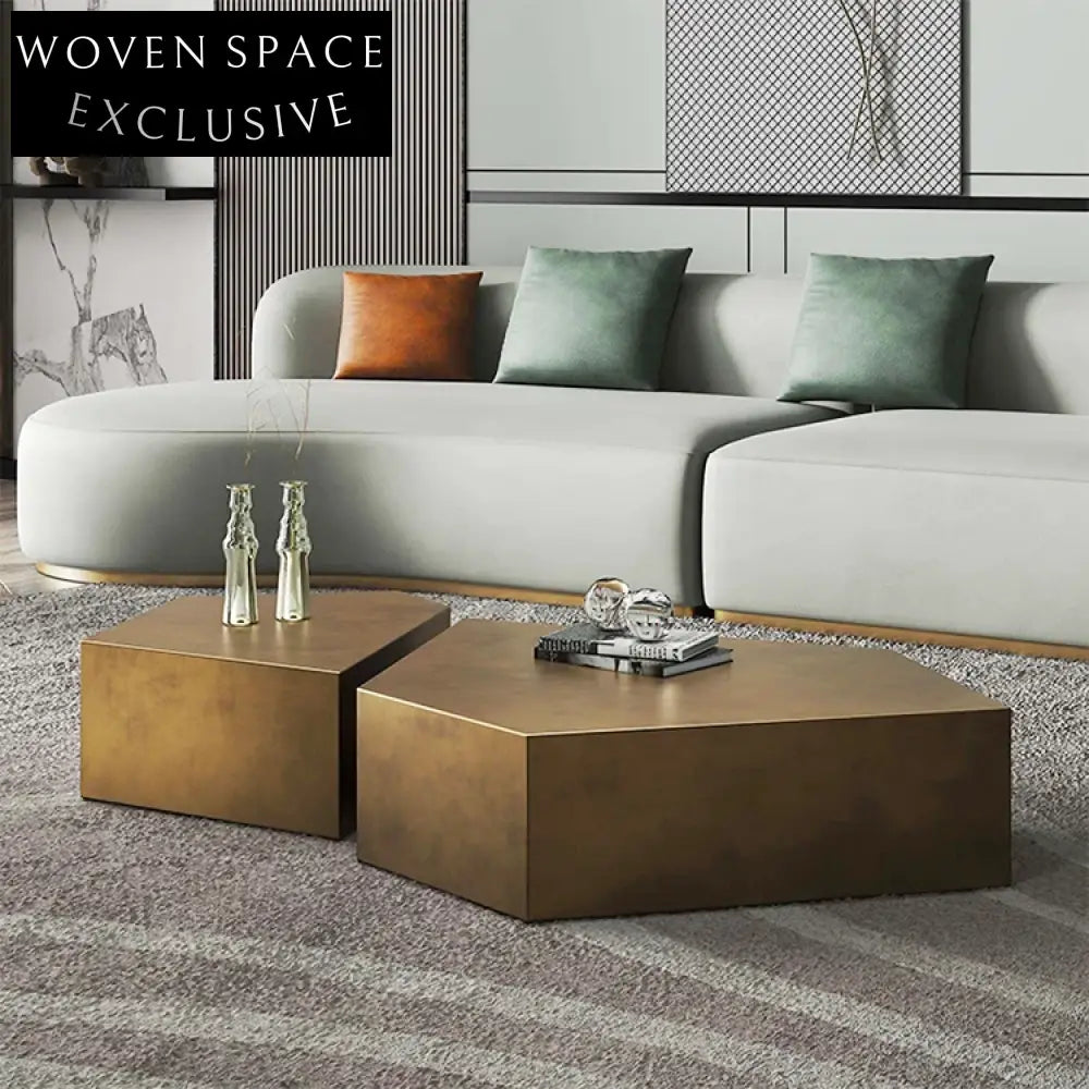 Modern Brass Irregular Metal Frame Nordic Living Room Accent Coffee Table