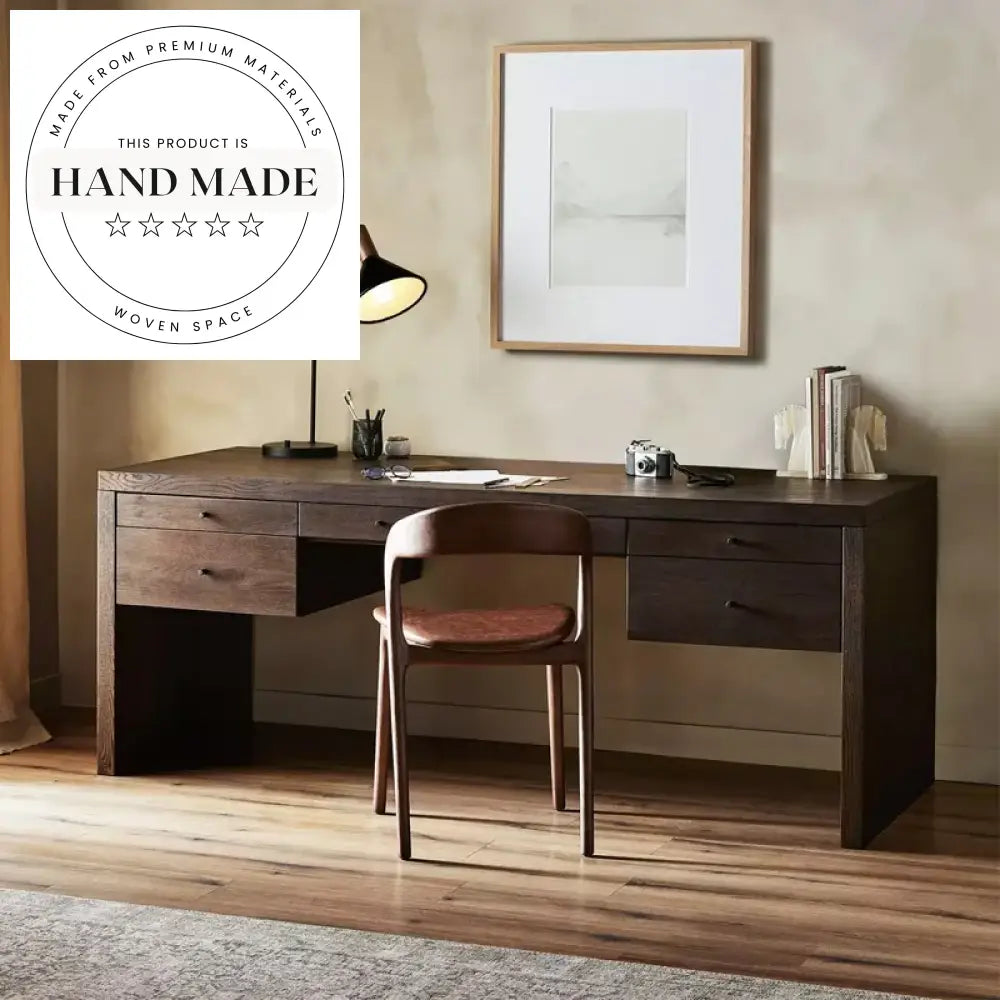 Modern Brown Presidential Solid Wood Executive Secretary Office Desk