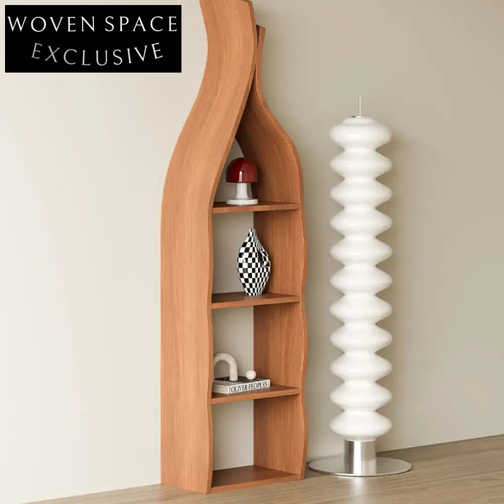 Modern Brown Solid Wood Four-Layer Display Shelf Cabinet for Home Decor
