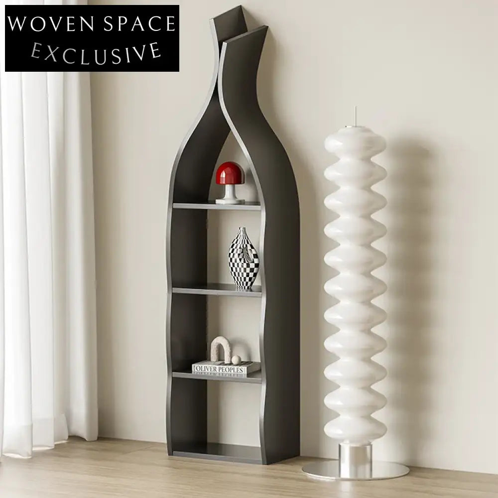 Modern Brown Solid Wood Four-Layer Display Shelf Cabinet for Home Decor