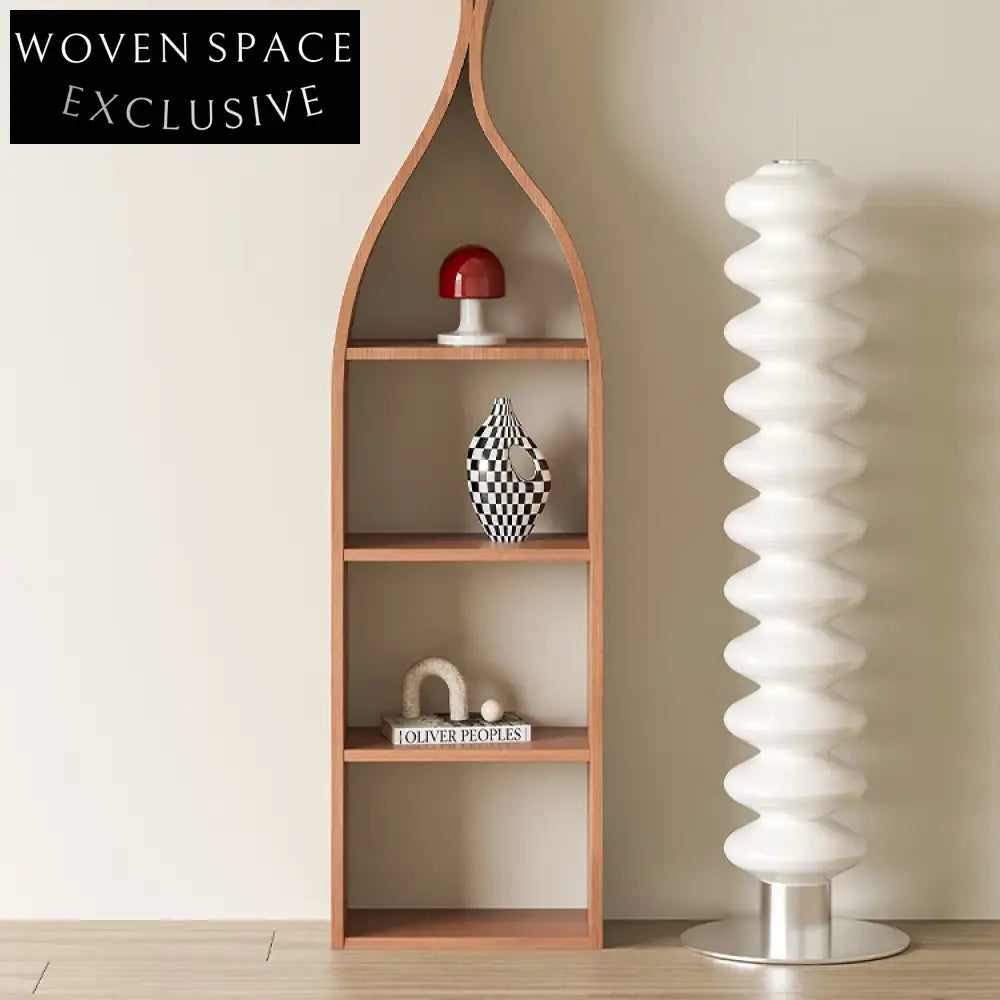 Modern Brown Solid Wood Four-Layer Display Shelf Cabinet for Home Decor