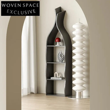 Modern Brown Solid Wood Four-Layer Display Shelf Cabinet for Home Decor