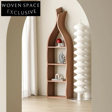 Modern Brown Solid Wood Four-Layer Display Shelf Cabinet for Home Decor