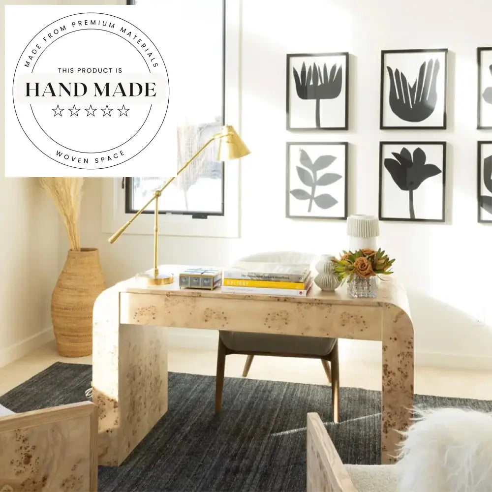 Modern Burl Solid Wood Nordic Style Custom Writing Desk