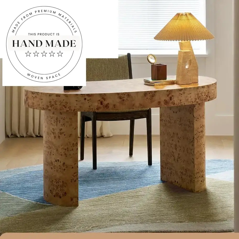 Modern Burl Wood Executive Office Secretaire Writing Desk