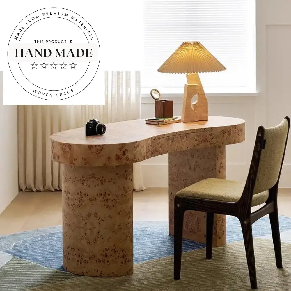 Modern Burl Wood Executive Office Secretaire Writing Desk