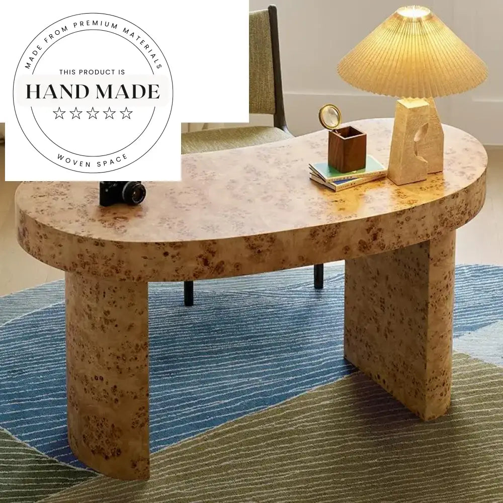 Modern Burl Wood Executive Office Secretaire Writing Desk