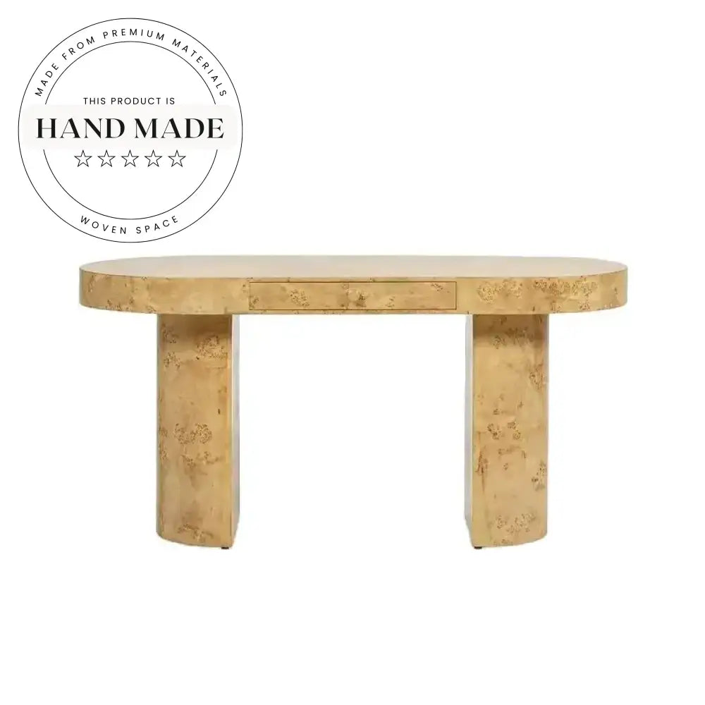 Modern Burl Wood Executive Office Table and Nordic Vanity Writing Desk