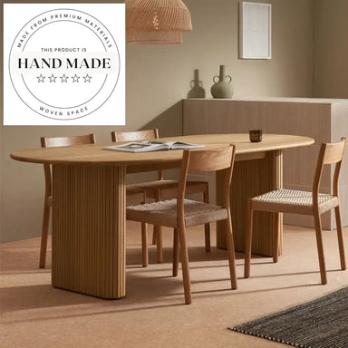 Modern Burlywood Solid Wood Nordic Round Rectangle Dining Table