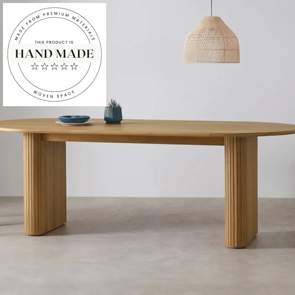 Modern Burlywood Solid Wood Nordic Round Rectangle Dining Table