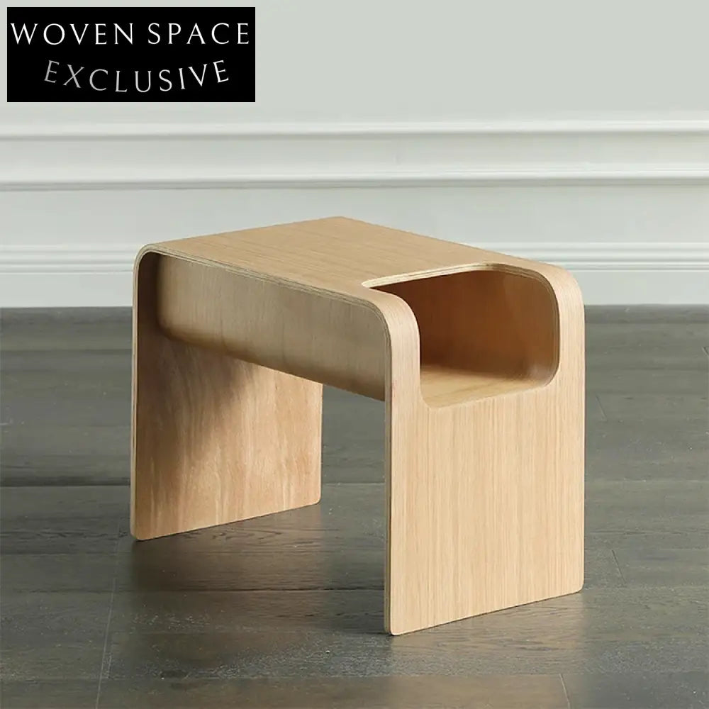 Modern C-Shape Wood Coffee Table with Storage for Living Room Spaces