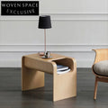 Modern C-Shape Wood Coffee Table with Storage for Living Room Spaces