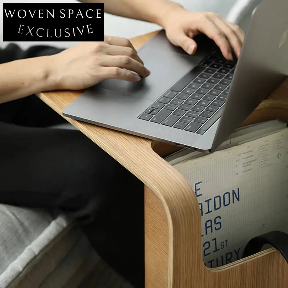 Modern C-Shape Wood Side Table with Storage Feature for Living Room Comfort