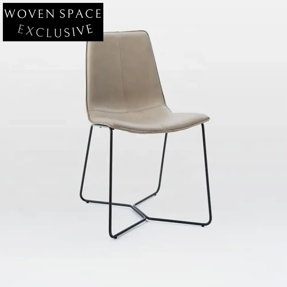 Modern Cafe Restaurant Dining Chair with Brown PU Leather & Chrome Legs