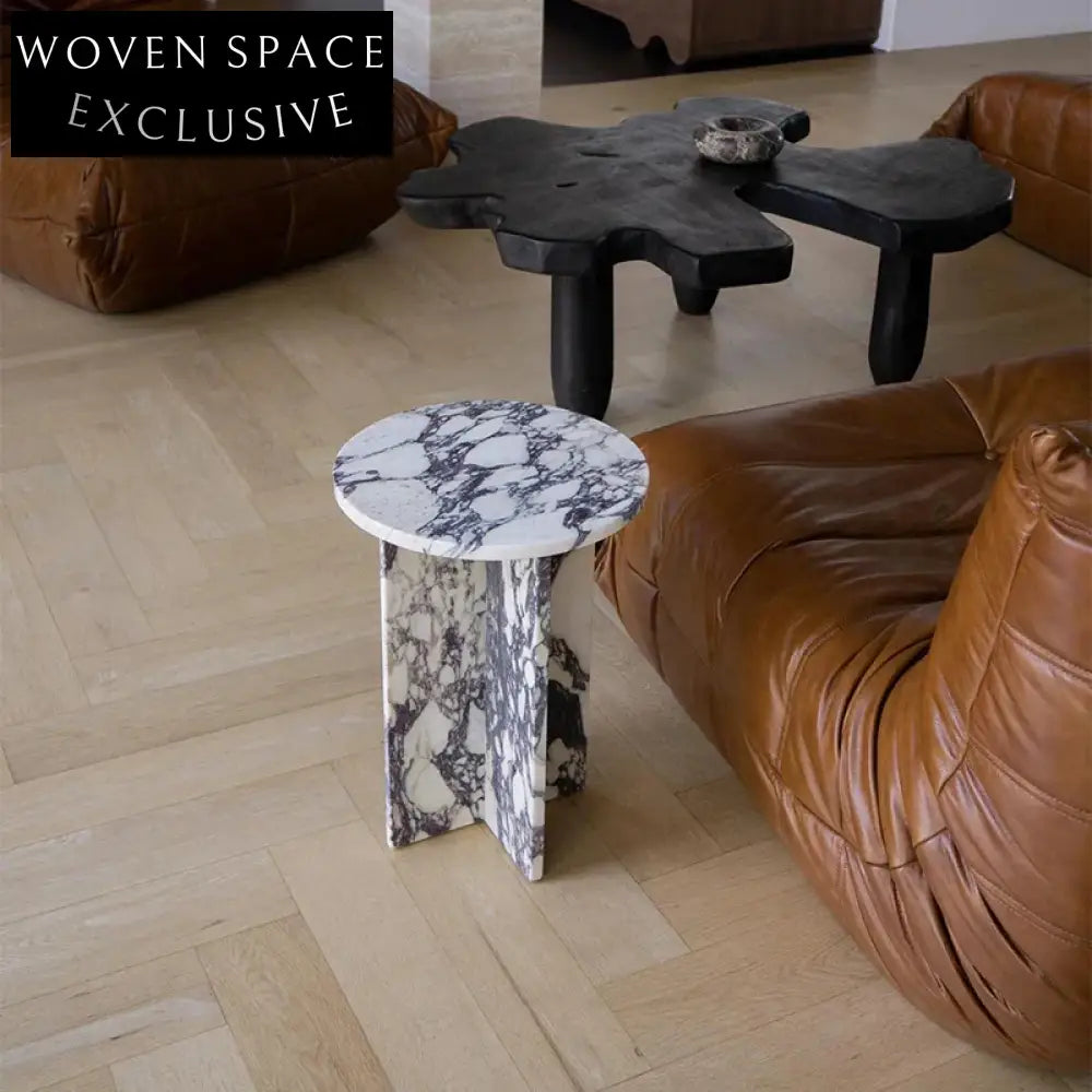 Modern Calacatta Viola Marble Living Room Corner Accent Coffee Table