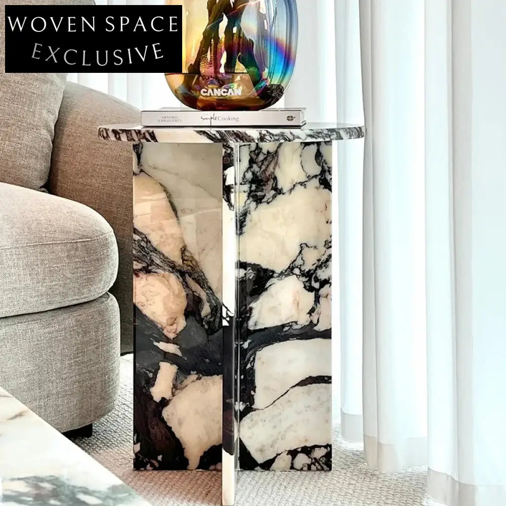 Modern Calacatta Viola Marble Living Room Corner Accent Coffee Table
