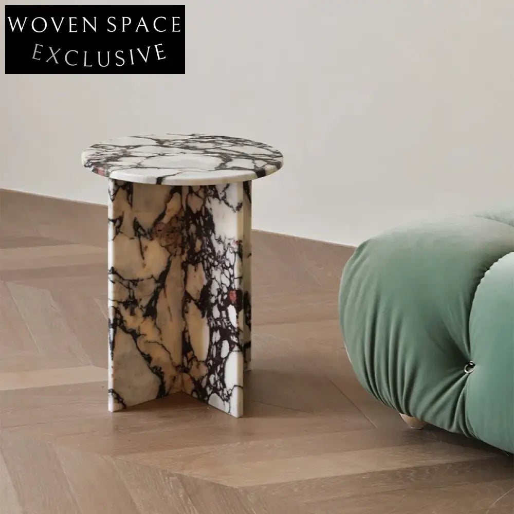 Modern Calacatta Viola Marble Living Room Corner Accent Coffee Table