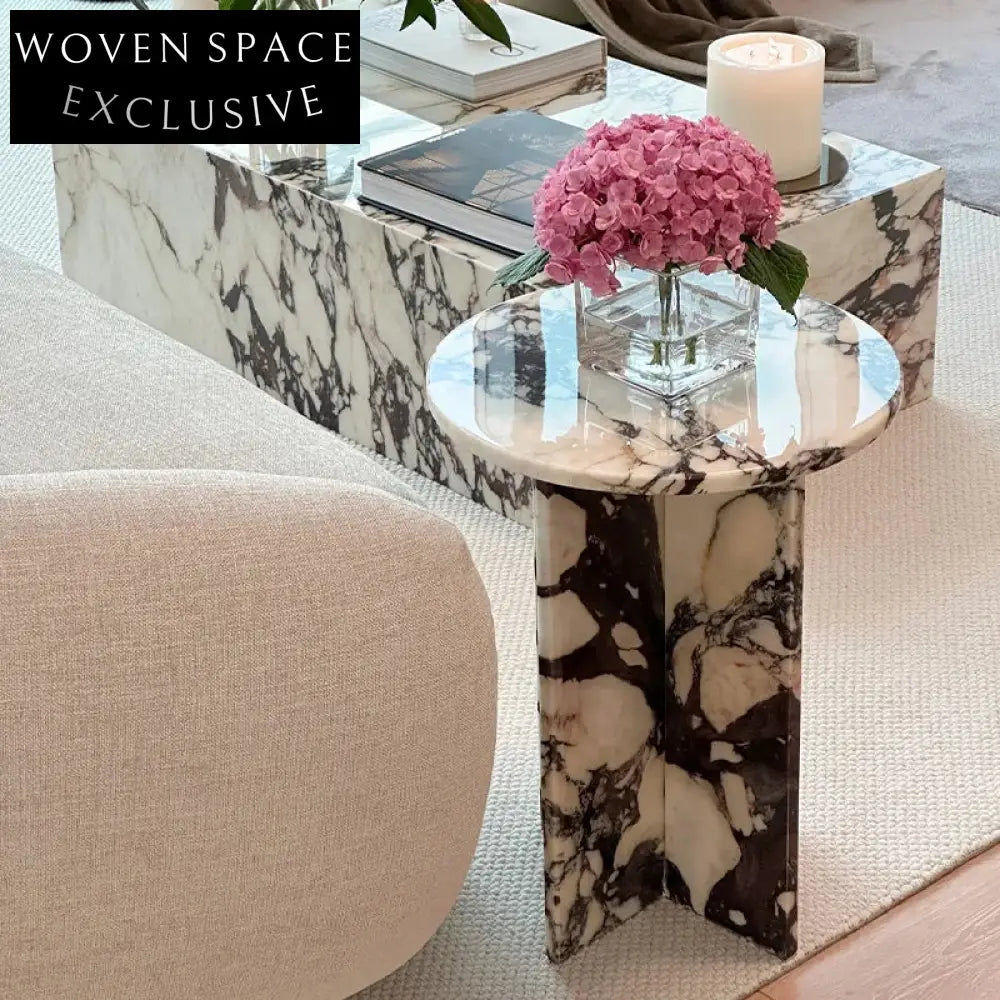 Modern Calacatta Viola Marble Living Room Corner Accent Coffee Table