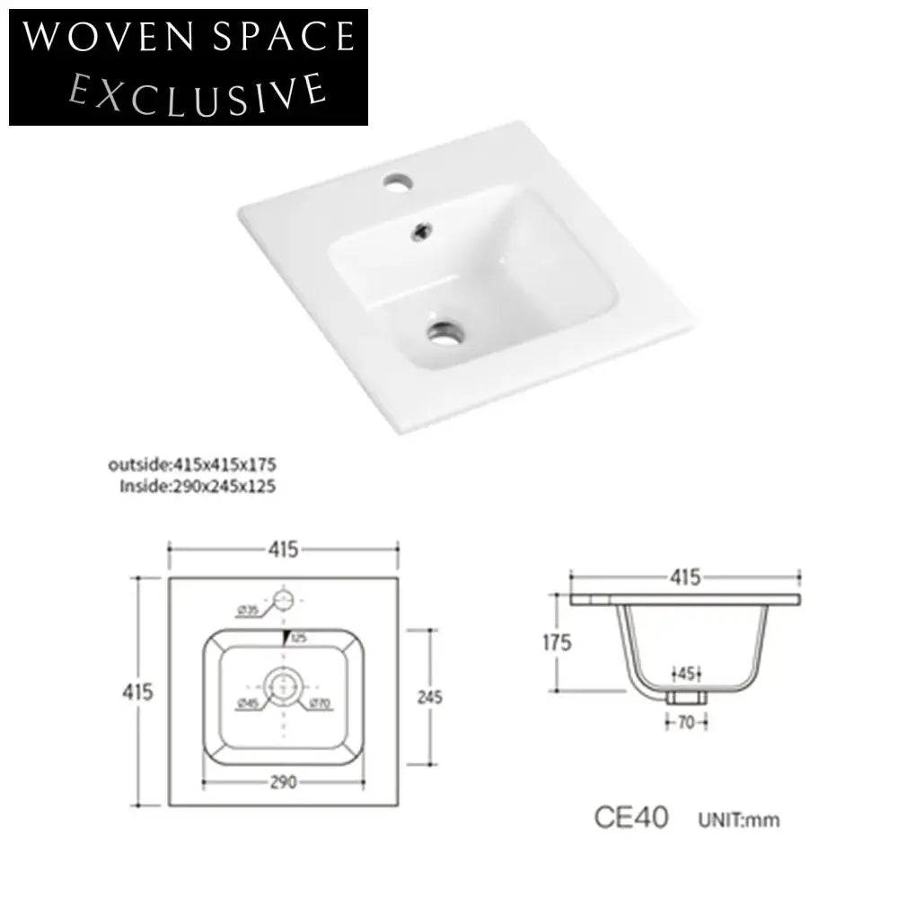Modern Ceramic Bathroom Vanity Wash Basin, Elegant Thin Edge Square Sink