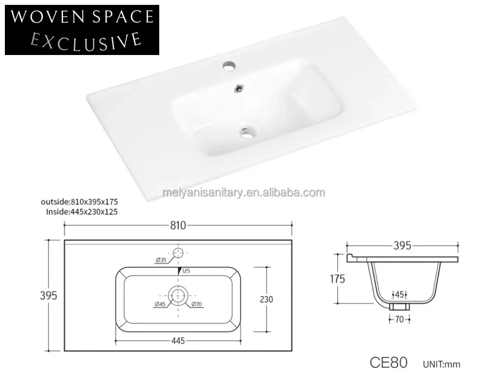 Modern Ceramic Bathroom Vanity Wash Basin, Elegant Thin Edge Square Sink