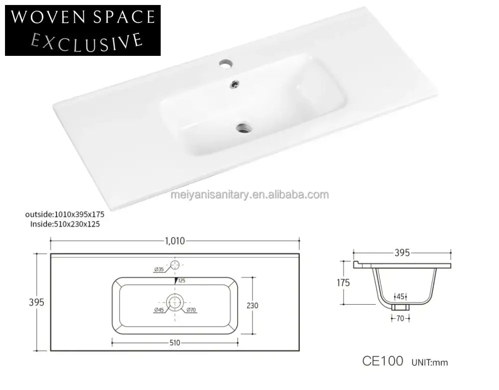 Modern Ceramic Bathroom Vanity Wash Basin, Elegant Thin Edge Square Sink