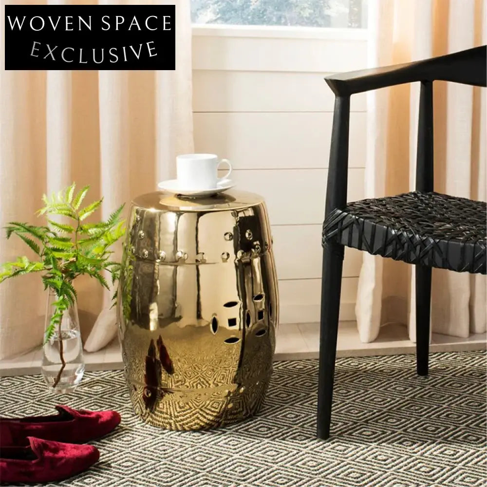 Modern Ceramic Drum Stool - Round Side Table for Indoor Outdoor Decor