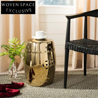 Modern Ceramic Drum Stool - Round Side Table for Indoor Outdoor Decor