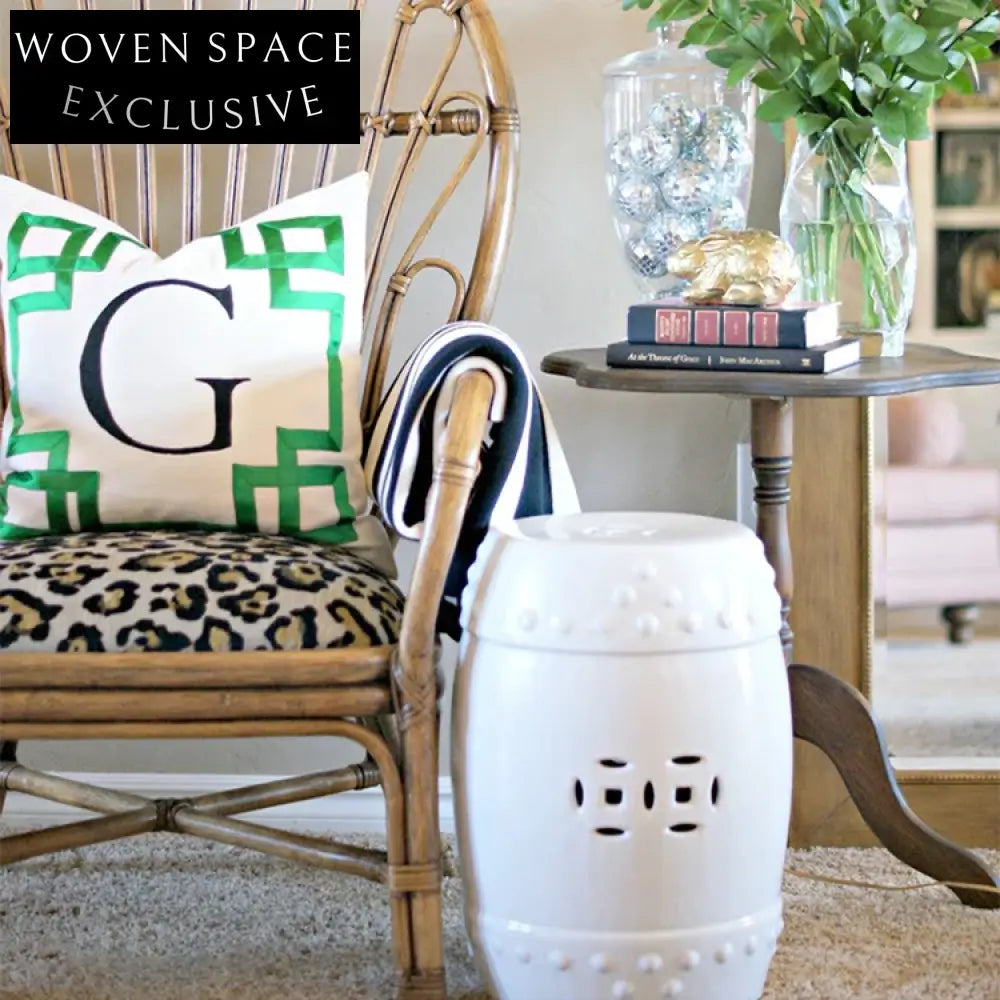 Modern Ceramic Drum Stool - Round Side Table for Indoor Outdoor Decor