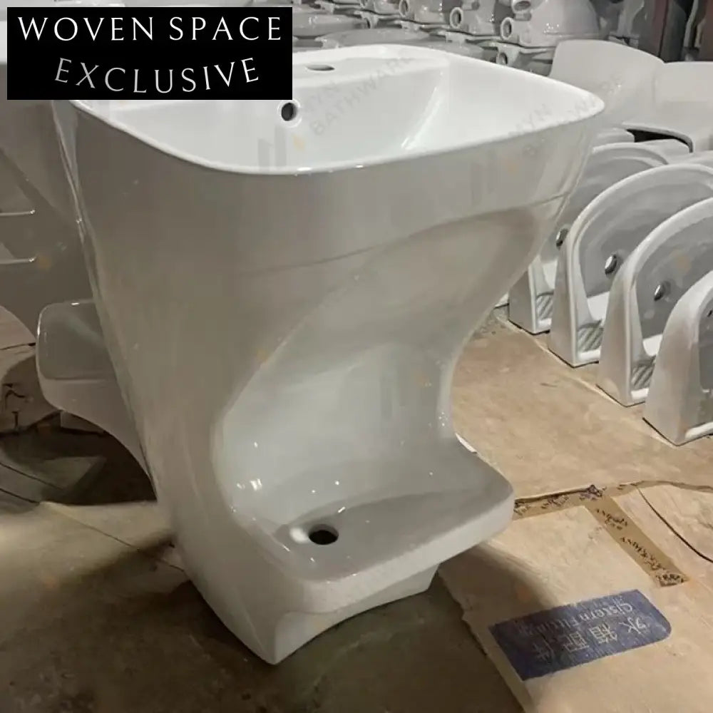 Modern Ceramic Pedestal Square Wudu Foot Wash Basin for Bathrooms