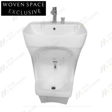 Modern Ceramic Pedestal Square Wudu Foot Wash Basin for Bathrooms