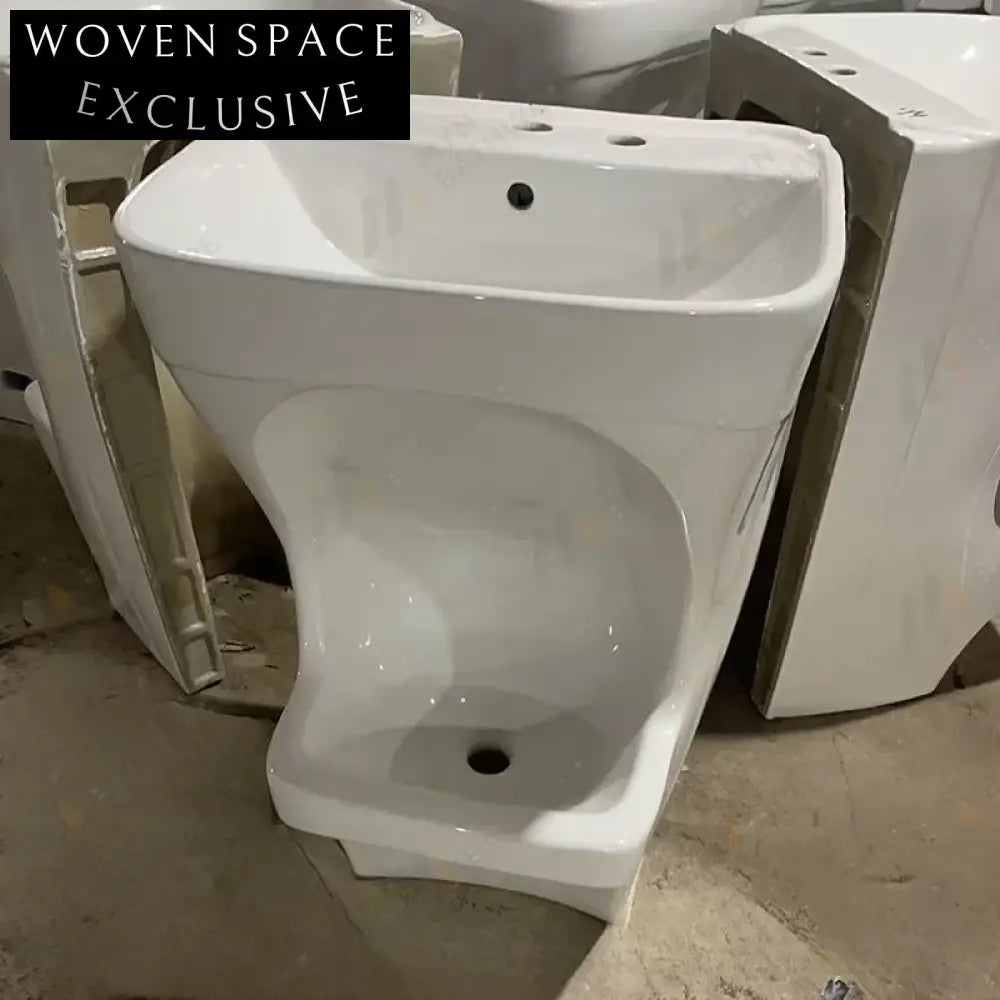 Modern Ceramic Pedestal Square Wudu Foot Wash Basin for Bathrooms