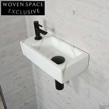 Modern Ceramic Wall Hung Mounted Bathroom Sink - Space-Saving Lave-Mains Washbasin