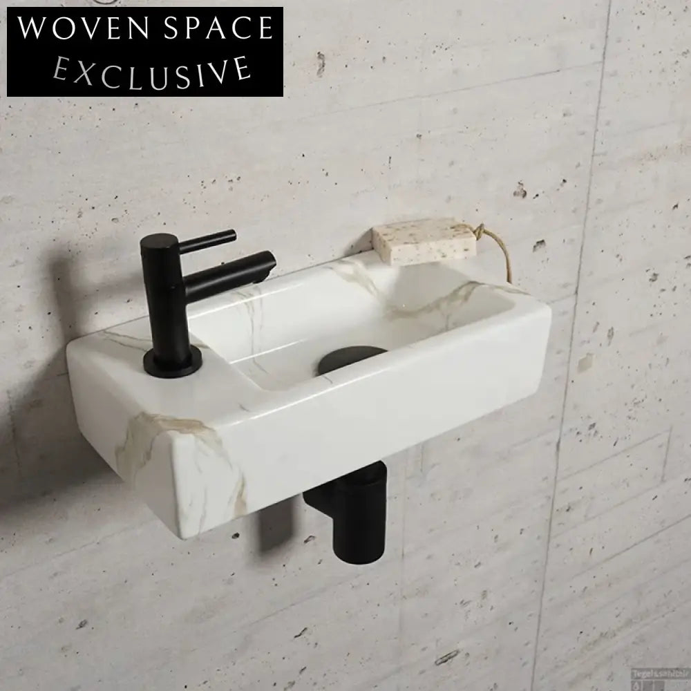 Modern Ceramic Wall Hung Mounted Bathroom Sink - Space-Saving Lave-Mains Washbasin