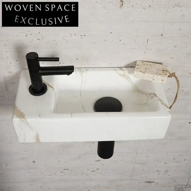 Modern Ceramic Wall Hung Mounted Bathroom Sink - Space-Saving Lave-Mains Washbasin