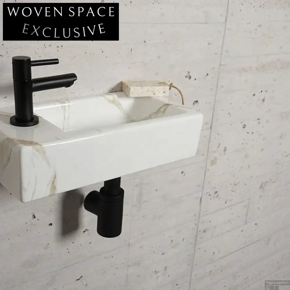 Modern Ceramic Wall Hung Mounted Bathroom Sink - Space-Saving Lave-Mains Washbasin