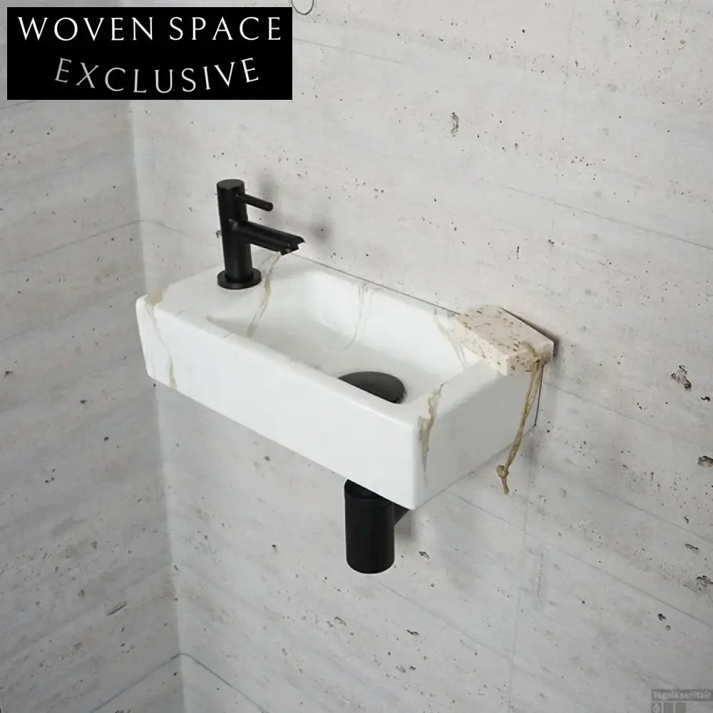Modern Ceramic Wall Hung Mounted Bathroom Sink - Space-Saving Lave-Mains Washbasin