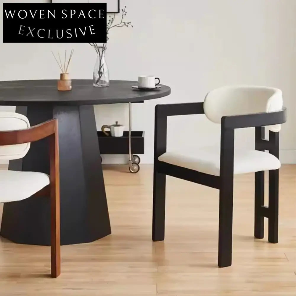 Modern Chinese Solid Wood Dining Chair with Armrests, Upholstered Velvet Backrest