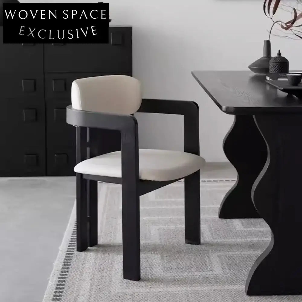 Modern Chinese Solid Wood Dining Chair with Armrests, Upholstered Velvet Backrest