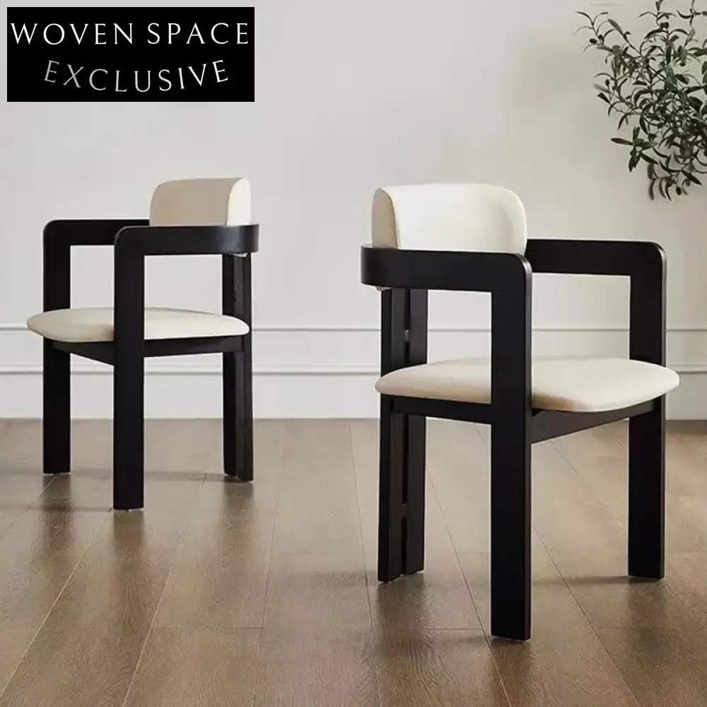 Modern Chinese Solid Wood Dining Chair with Armrests, Upholstered Velvet Backrest