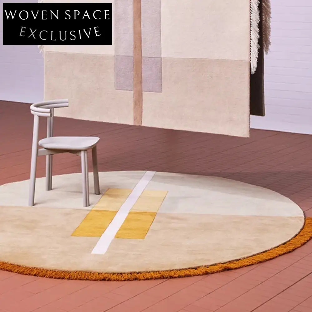 Modern Circular Area Rug, Hand-Tufted Polyester, Luxury Living Room Carpet