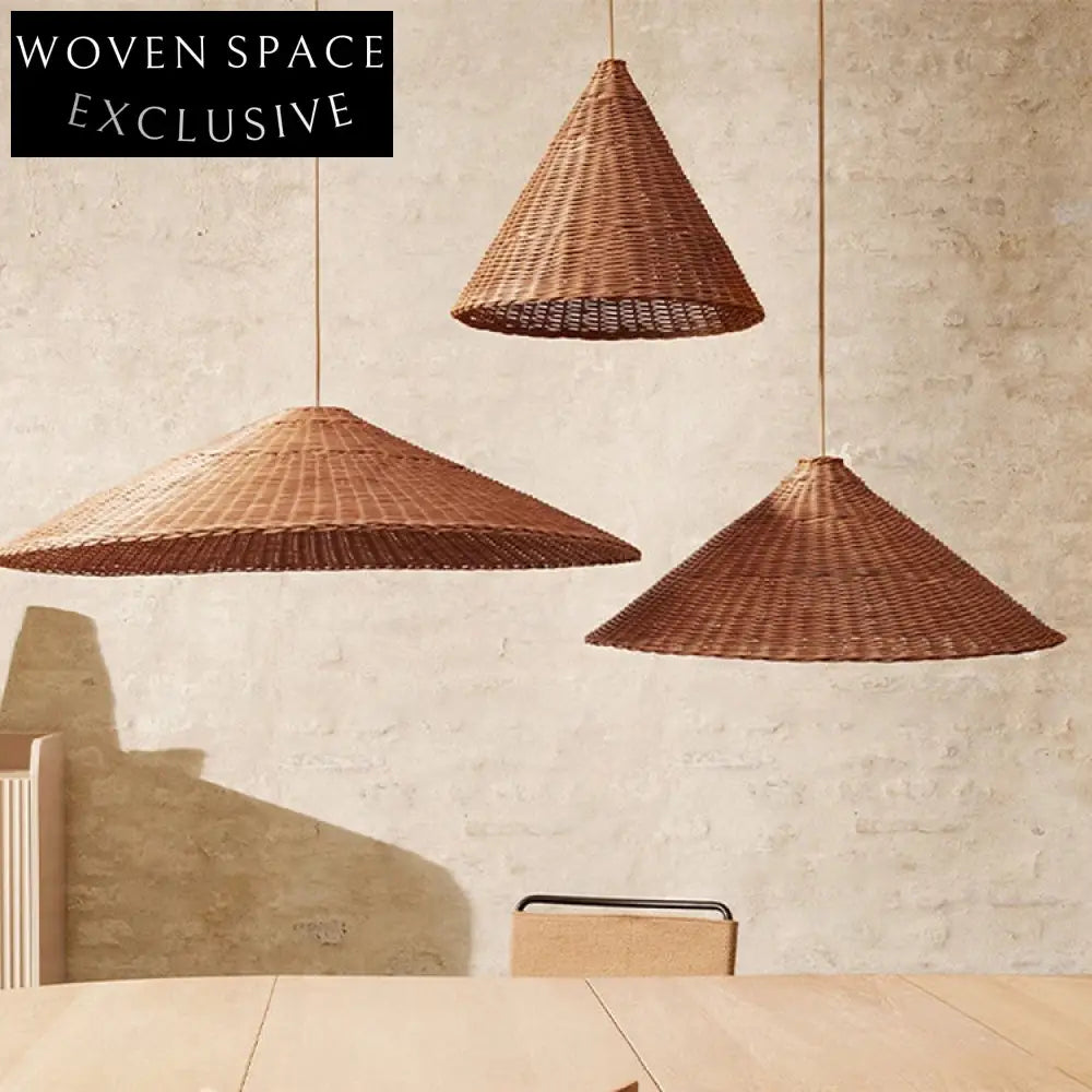 Modern Circular Rattan Frame Floor Lamp, Brown Lampshade, Elegant Bedroom Chandelier Lighting