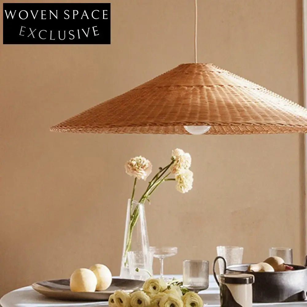 Modern Circular Rattan Frame Floor Lamp, Brown Lampshade, Elegant Bedroom Chandelier Lighting