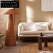Modern Circular Rattan Frame Floor Lamp, Brown Lampshade, Elegant Bedroom Chandelier Lighting