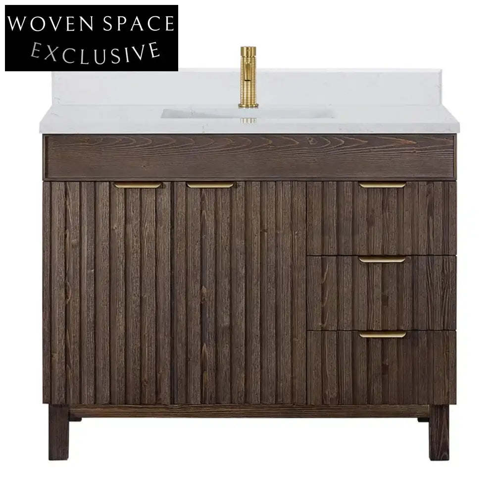 Modern Classic 42-Inch Antique Brown Wood Bathroom Vanity with Ample Storage