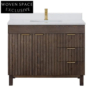 Modern Classic 42-Inch Antique Brown Wood Bathroom Vanity with Ample Storage