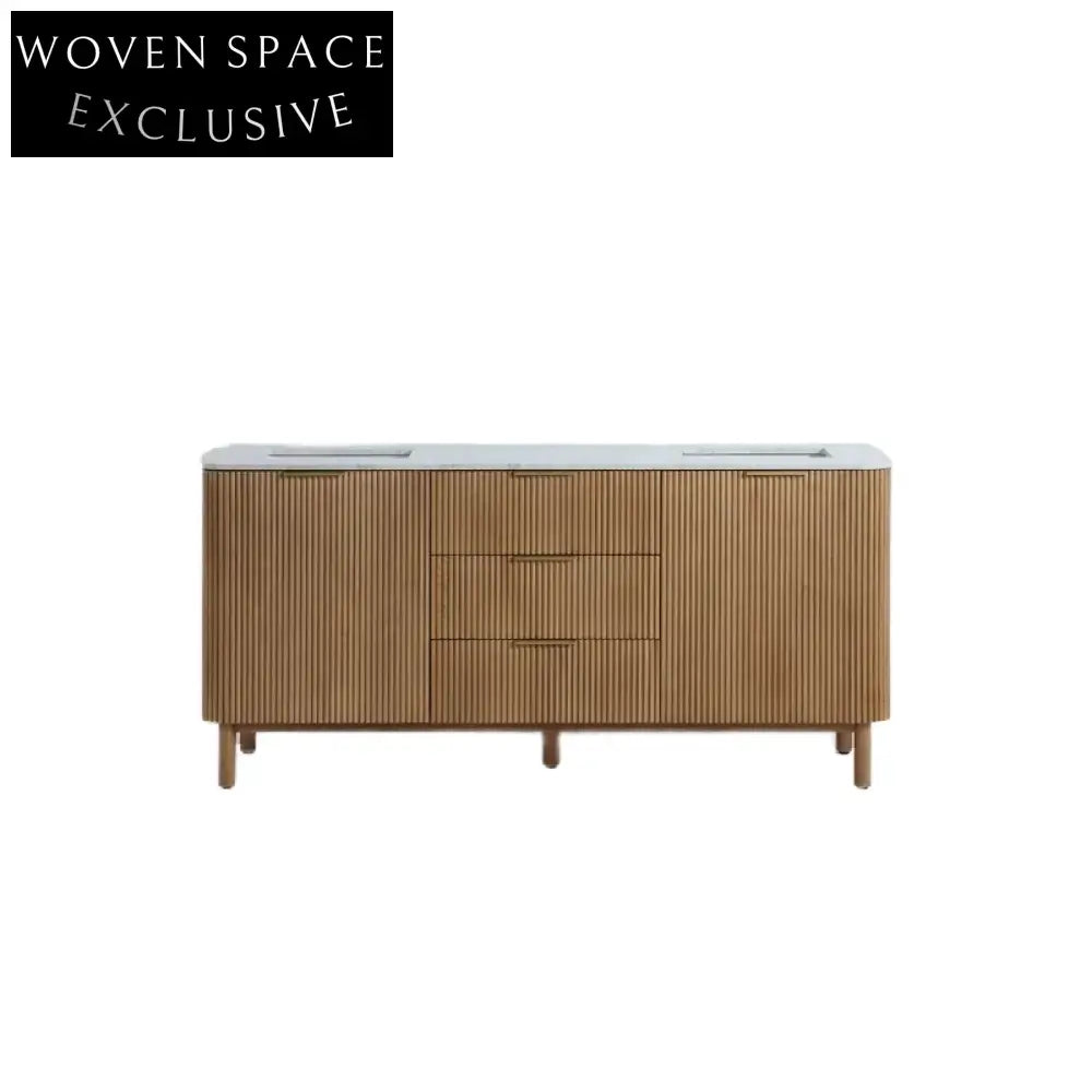 Modern Classic Floor-Mounted Bathroom Vanity Cabinet with Marble Top & Soft-Close Drawers